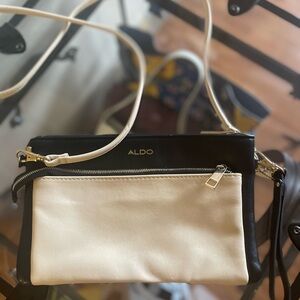 Aldo Elegant Black and Cream Crossbody Bag